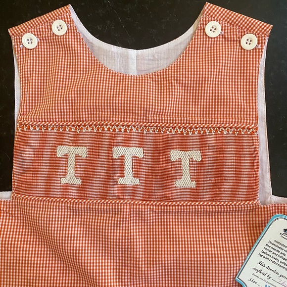 NEW University Of Tennessee Remember Nguyen Smocked Jon Jon Romper 3T Shortall - Picture 3 of 5